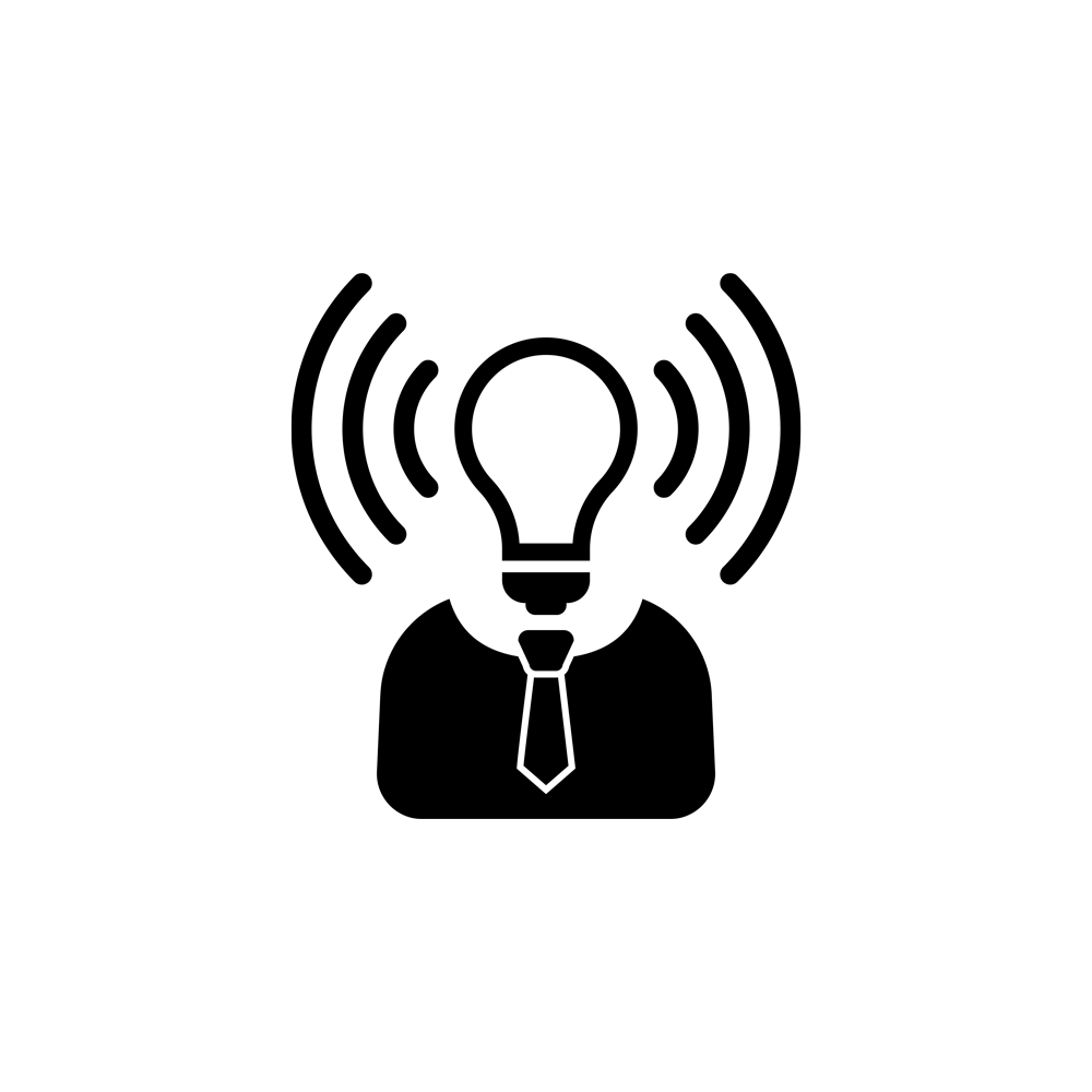 Icon of a person with a lightbulb as their head